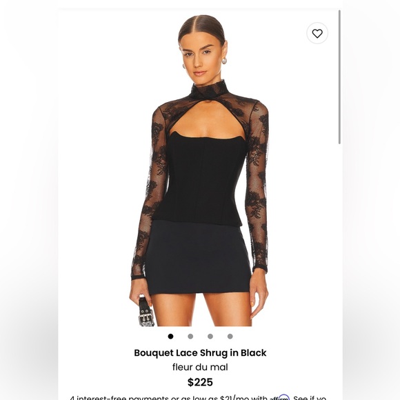 Fleur du Mal Bouquet Lace Shrug – Black, Size M (NWT) - Picture 4 of 11